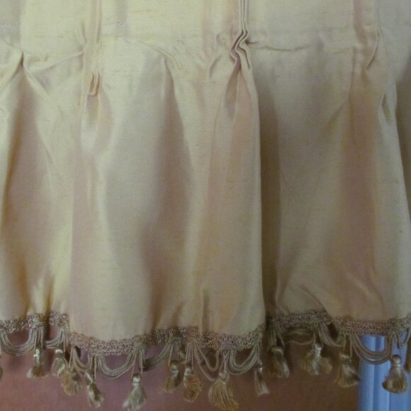 Vintage Retro MCM Curtain Valance Pinch Pleated w Tassels Gold Unused 39x15 - Picture 5 of 12